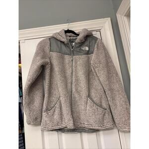 Girls NORTH FACE Suave Oso Fleece Hooded Jacket X-LARGE 18. Pink/Gray Stripe